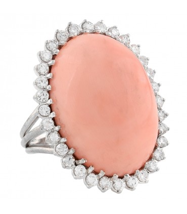 Bague or, corail et diamants