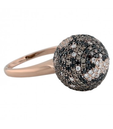 Black, brown diamonds and gold ring