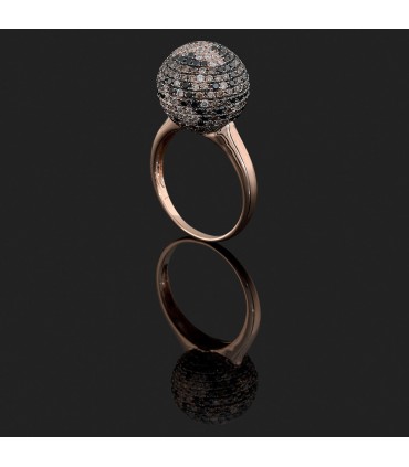 Black, brown diamonds and gold ring