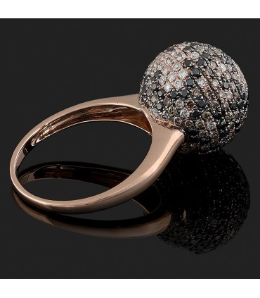 Black, brown diamonds and gold ring