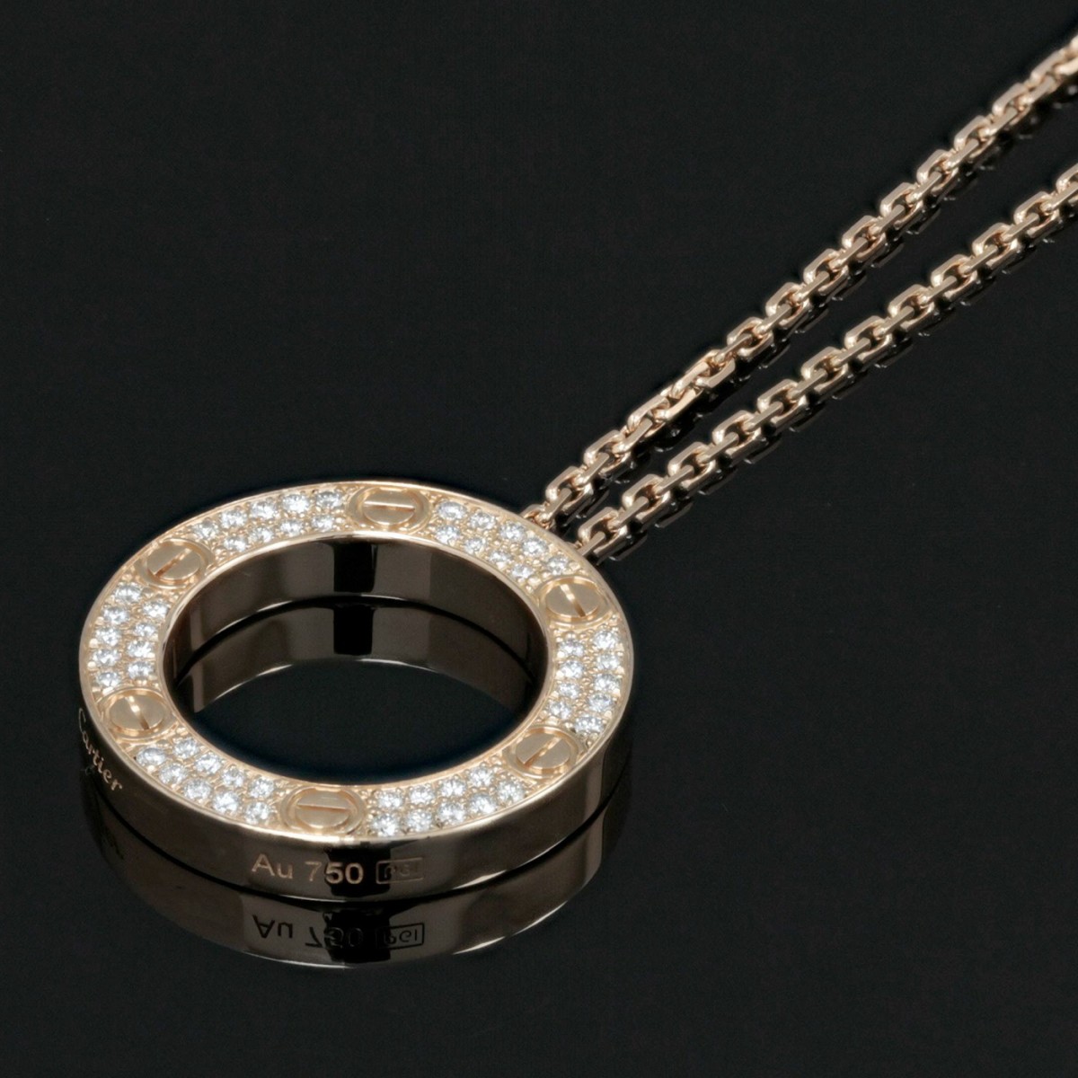 CRB7058400 - LOVE necklace, diamond-paved - Yellow gold, diamonds - Cartier