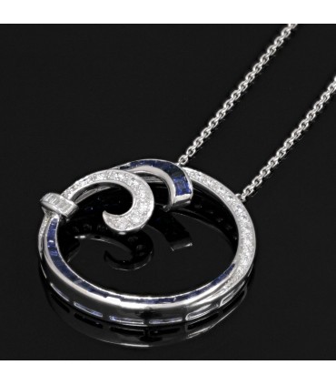 Diamonds, sapphires and platinum necklace