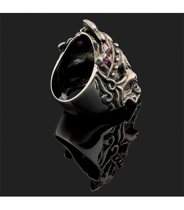 Rubies, diamonds and silver ring