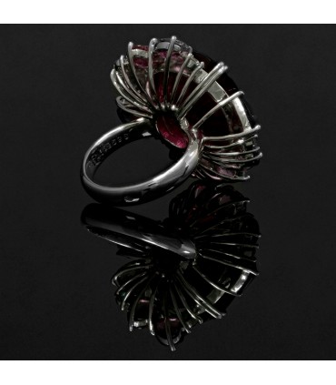 Bague or, rubellite, saphirs et diamants