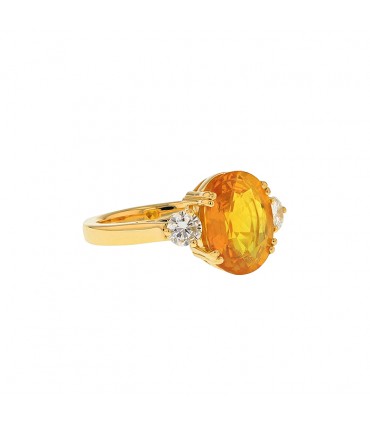 Diamonds, yellow sapphire and gold ring