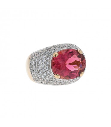 Diamonds, tourmaline and gold ring