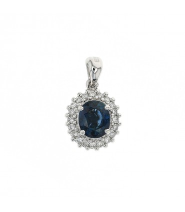 Pendentif or, diamants et saphir bleu