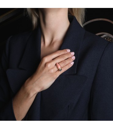 Bague or, argent et corail