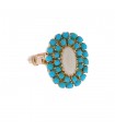 Turquoises, opale and gold ring