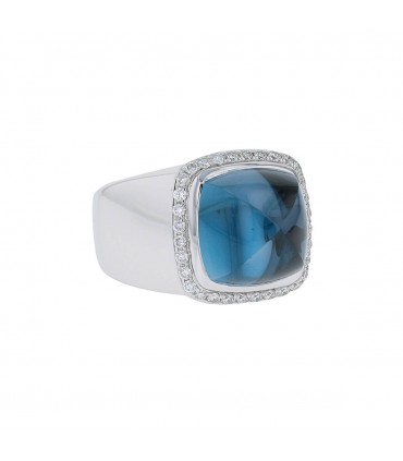 Fred Pain de Sucre diamonds, blue topaze and gold ring