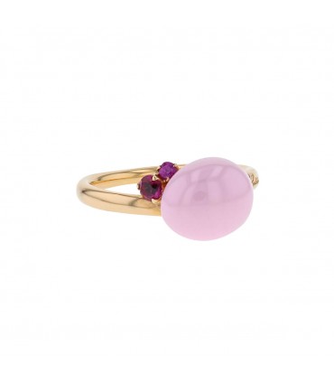 Pomellato Capri pink ceramic and rubies ring