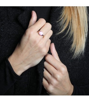 Pomellato Capri pink ceramic and rubies ring