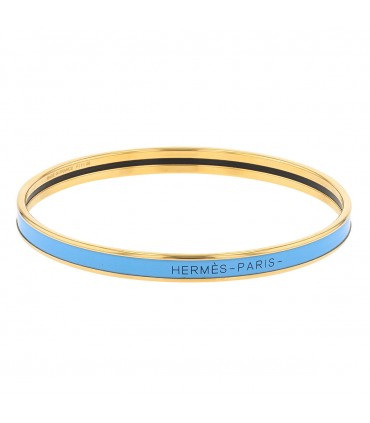 Hermès Uni plated gold and enamel bracelet