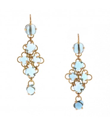 Boucles d’oreilles or et topazes bleues