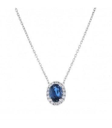 Diamonds, sapphire and gold necklace