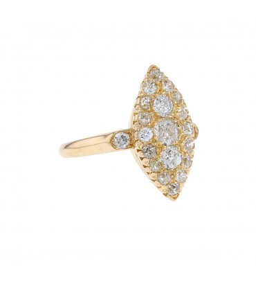 Bague marquise or et diamants