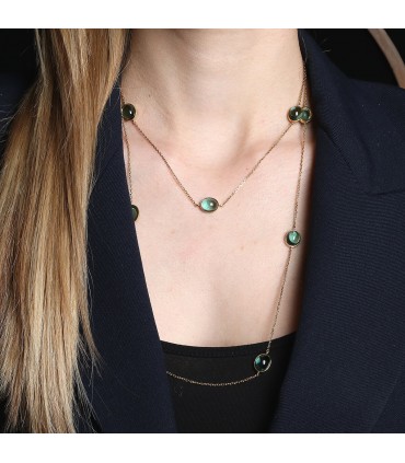 Green tourmaline and gold necklace