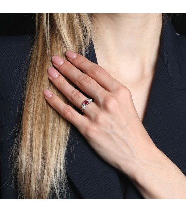 Diamonds, ruby and platinum ring