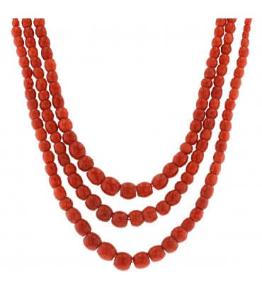 Collier perles corail et or