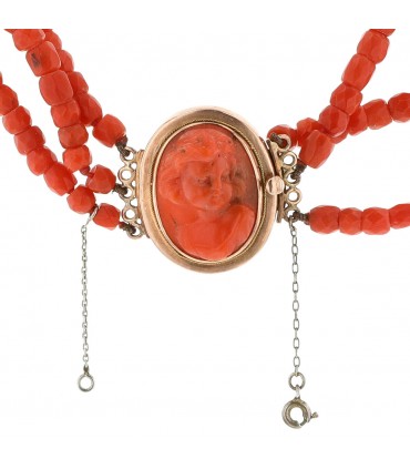 Collier perles corail et or