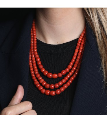 Collier perles corail et or