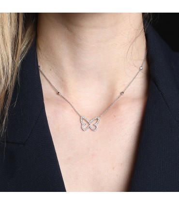 Diamonds and gold butterfly necklace