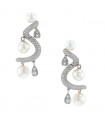 Boucles d’oreilles or, diamants et perles