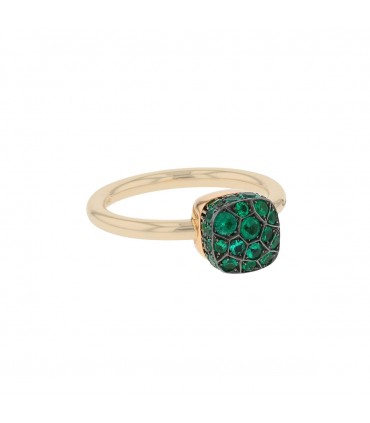 Pomellato Nudo Solitaire emeralds and gold ring