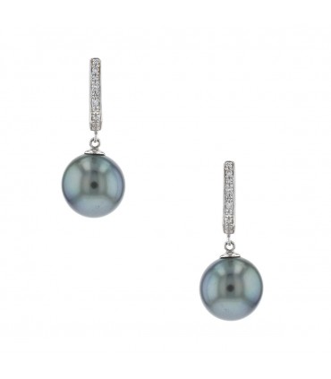 Diamonds and cultured pearl earrings