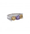 Amethyst, citrines and platinum ring