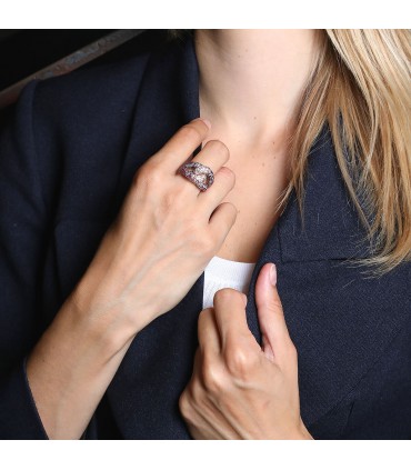 Bague or, saphirs roses et diamants