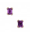 Amethyst, diamonds and gold earrings