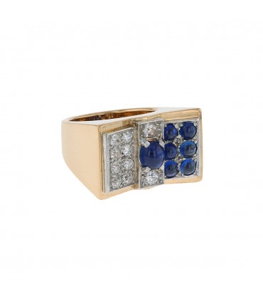 Diamonds, sapphires, gold and platinum ring