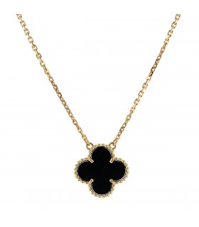 Van Cleef & Arpels Vintage Alhambra onyx and gold necklace