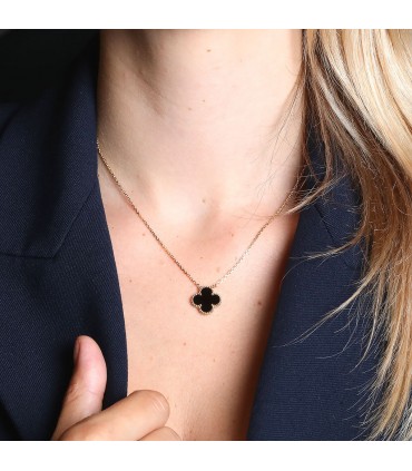 Van Cleef & Arpels Vintage Alhambra onyx and gold necklace