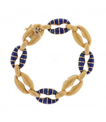 Bracelet or et émail bleu