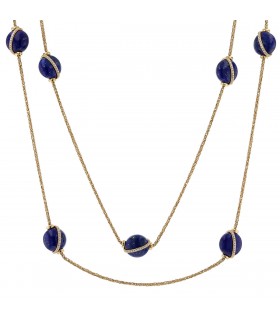 Fred Baie des Anges lapis lazuli, diamonds and gold necklace