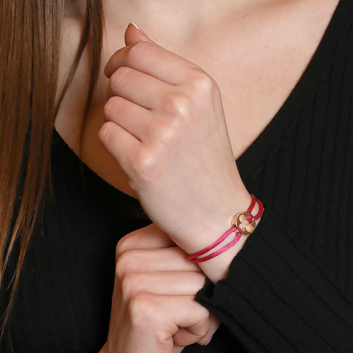 Louis Vuitton Empreinte 18K Rose Gold Pink Cord Bracelet Louis Vuitton