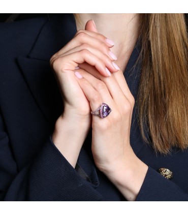 Mauboussin Tellement Subtile pour moi diamonds, amethyst, pink sapphires and gold ring