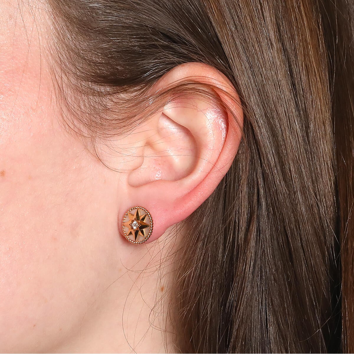 Small Rose Des Vents Earring Yellow Gold and Diamond