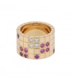 Cartier Lanière diamonds, pink sapphires and gold ring. Signed and numbered.