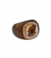 Benitah André brown resin, diamonds, citrine and gold ring