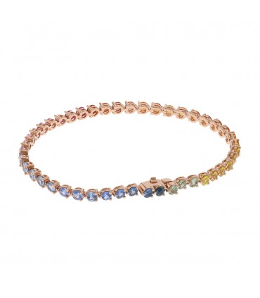 Color sapphires and gold bracelet