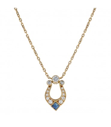 Cartier Lyre diamonds, sapphire and gold necklace