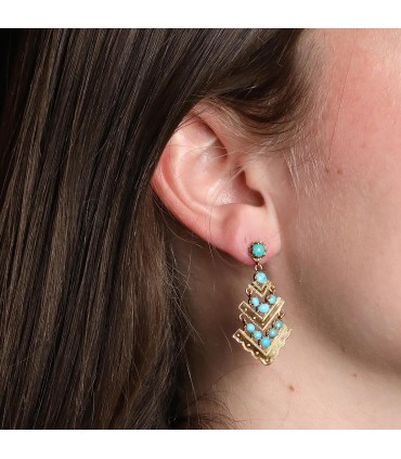 Boucles d’oreilles or et turquoise