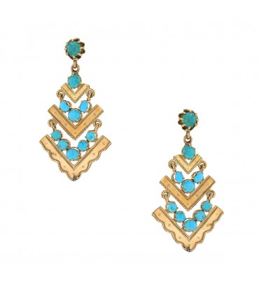 Boucles d’oreilles or et turquoise