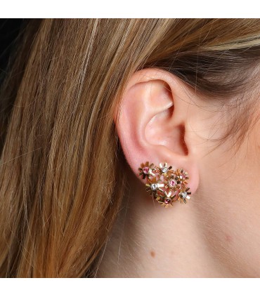 Lacloche diamonds, pink sapphires and gold earrings