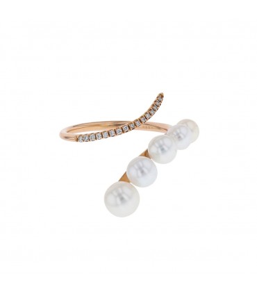 Djula diamonds, cultured pearls and gold ring