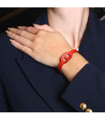 Hermès leather and silver bracelet