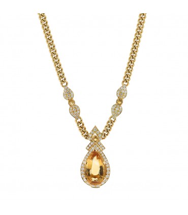 Citrines, diamonds and gold necklace